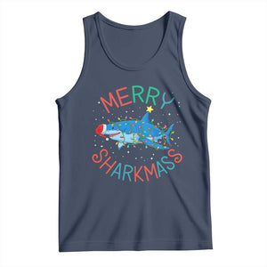 Christmas Shark Tank Top Funny Merry Sharkmas Xmas Gift TS12 Navy Print Your Wear