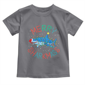 Christmas Shark Toddler T Shirt Funny Merry Sharkmas Xmas Gift TS12 Charcoal Print Your Wear