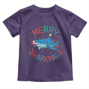 Christmas Shark Toddler T Shirt Funny Merry Sharkmas Xmas Gift TS12 Purple Print Your Wear
