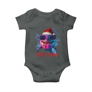 Funny Christmas Santa Shark Xmas Gift Baby Onesie TS12 Dark Heather Print Your Wear