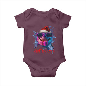 Funny Christmas Santa Shark Xmas Gift Baby Onesie TS12 Maroon Print Your Wear