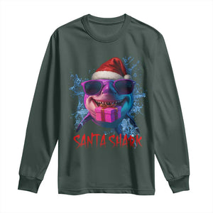 Funny Christmas Santa Shark Xmas Gift Long Sleeve Shirt TS12 Dark Forest Green Print Your Wear