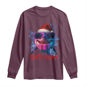 Funny Christmas Santa Shark Xmas Gift Long Sleeve Shirt TS12 Maroon Print Your Wear