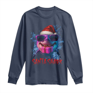 Funny Christmas Santa Shark Xmas Gift Long Sleeve Shirt TS12 Navy Print Your Wear