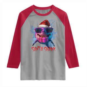 Funny Christmas Santa Shark Xmas Gift Raglan Shirt TS12 Sport Gray Red Print Your Wear