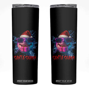 Funny Christmas Santa Shark Xmas Gift Skinny Tumbler TS12 Black Print Your Wear