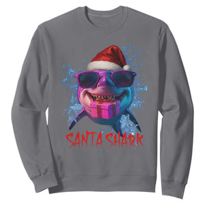 Funny Christmas Santa Shark Xmas Gift Sweatshirt TS12 Charcoal Print Your Wear