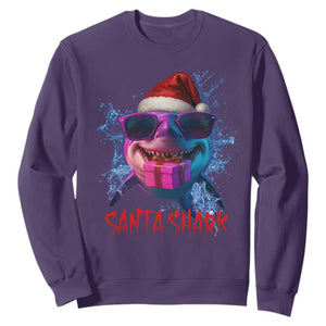 Funny Christmas Santa Shark Xmas Gift Sweatshirt TS12 Purple Print Your Wear