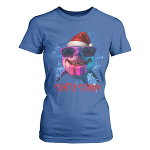 Funny Christmas Santa Shark Xmas Gift T Shirt For Women TS12 Royal Blue Print Your Wear