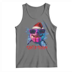 Funny Christmas Santa Shark Xmas Gift Tank Top TS12 Black Heather Print Your Wear