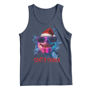 Funny Christmas Santa Shark Xmas Gift Tank Top TS12 Navy Print Your Wear