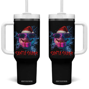 Funny Christmas Santa Shark Xmas Gift Tumbler With Handle TS12 One Size: 40 oz Black Print Your Wear