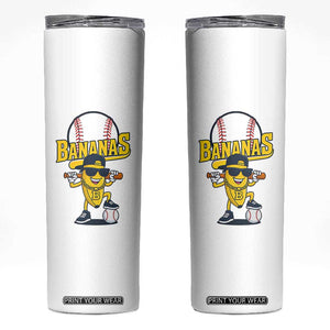 Cool Banana Playing Baseball Skinny Tumbler Funny Fruit Sports Gift TS12 White Print Your Wear