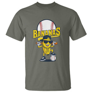 Cool Banana Playing Baseball T Shirt Funny Fruit Sports Gift TS12 Military Green Print Your Wear