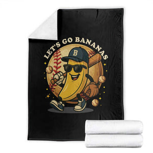 Funny Banana Baseball Throw Blanket Sports Humor Banana Baseball TS12 Black Print Your Wear