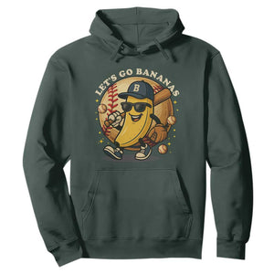 Funny Banana Baseball Hoodie Sports Humor Banana Baseball TS12 Dark Forest Green Print Your Wear