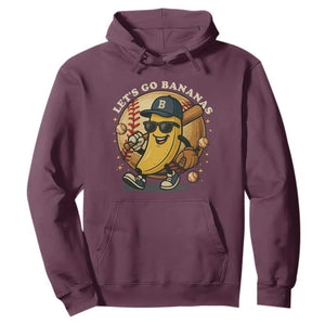 Funny Banana Baseball Hoodie Sports Humor Banana Baseball TS12 Maroon Print Your Wear
