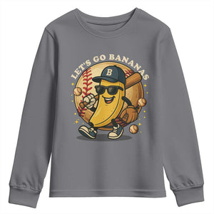 Funny Banana Baseball Youth Sweatshirt Sports Humor Banana Baseball TS12 Charcoal Print Your Wear
