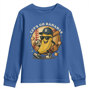 Funny Banana Baseball Youth Sweatshirt Sports Humor Banana Baseball TS12 Royal Blue Print Your Wear