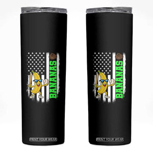 Banana Playing Baseball Lover Skinny Tumbler Retro American Flag TS12 Black Print Your Wear