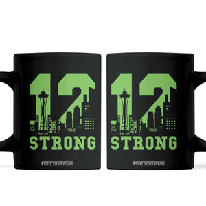 Space Needle Emerald City Skyline Number 12 Typography Coffee Mug Pacific Northwest Fan Pride