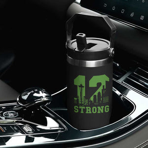 Space Needle Emerald City Skyline Number 12 Typography Flip Straw Tumbler Pacific Northwest Fan Pride