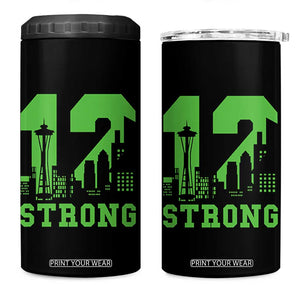 Space Needle Emerald City Skyline Number 12 Typography 4 in 1 Can Cooler Tumbler Pacific Northwest Fan Pride