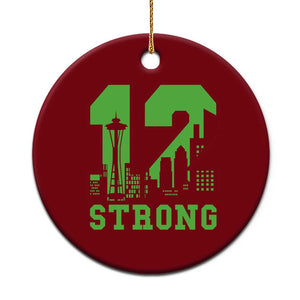 Space Needle Emerald City Skyline Number 12 Typography Ceramic Ornament Pacific Northwest Fan Pride