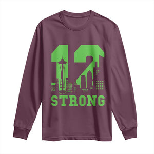 Space Needle Emerald City Skyline Number 12 Typography Long Sleeve Shirt Pacific Northwest Fan Pride