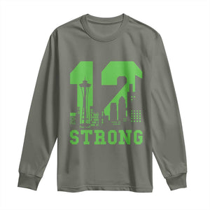 Space Needle Emerald City Skyline Number 12 Typography Long Sleeve Shirt Pacific Northwest Fan Pride