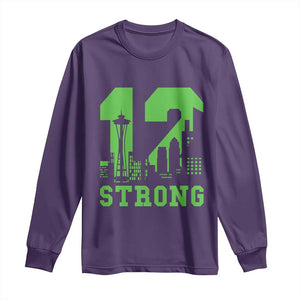 Space Needle Emerald City Skyline Number 12 Typography Long Sleeve Shirt Pacific Northwest Fan Pride