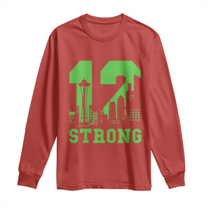 Space Needle Emerald City Skyline Number 12 Typography Long Sleeve Shirt Pacific Northwest Fan Pride