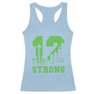 Space Needle Emerald City Skyline Number 12 Typography Racerback Tank Top Pacific Northwest Fan Pride