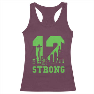 Space Needle Emerald City Skyline Number 12 Typography Racerback Tank Top Pacific Northwest Fan Pride