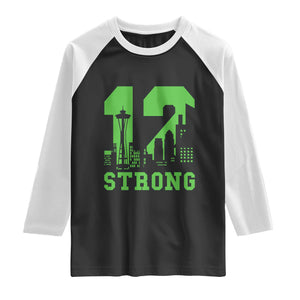 Space Needle Emerald City Skyline Number 12 Typography Raglan Shirt Pacific Northwest Fan Pride