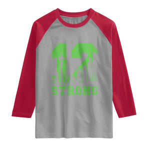 Space Needle Emerald City Skyline Number 12 Typography Raglan Shirt Pacific Northwest Fan Pride