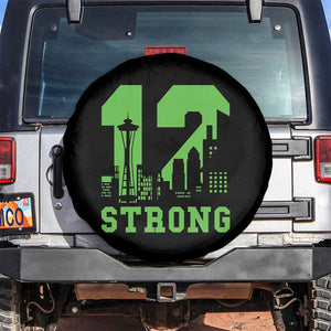 Space Needle Emerald City Skyline Number 12 Typography Spare Tire Cover Pacific Northwest Fan Pride