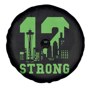 Space Needle Emerald City Skyline Number 12 Typography Spare Tire Cover Pacific Northwest Fan Pride