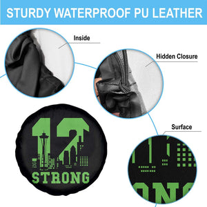 Space Needle Emerald City Skyline Number 12 Typography Spare Tire Cover Pacific Northwest Fan Pride