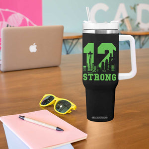 Space Needle Emerald City Skyline Number 12 Typography Tumbler With Handle Pacific Northwest Fan Pride