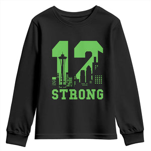 Space Needle Emerald City Skyline Number 12 Typography Youth Sweatshirt Pacific Northwest Fan Pride
