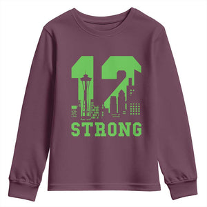 Space Needle Emerald City Skyline Number 12 Typography Youth Sweatshirt Pacific Northwest Fan Pride