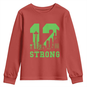 Space Needle Emerald City Skyline Number 12 Typography Youth Sweatshirt Pacific Northwest Fan Pride