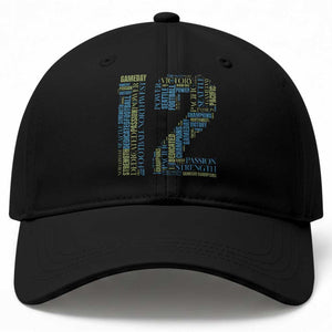 Victory And Strength Number 12 Typography Baseball Cap Gift For Football Lovers