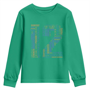 Victory And Strength Number 12 Typography Youth Sweatshirt Gift For Football Lovers