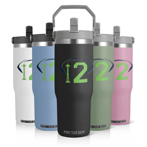 Space Needle Emerald City Number 12 Flip Straw Tumbler Sports Fan Pride