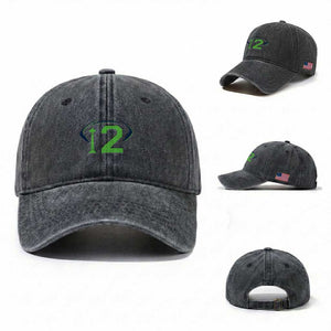 Space Needle Emerald City Number 12 Washed Cotton Baseball Cap Sports Fan Pride