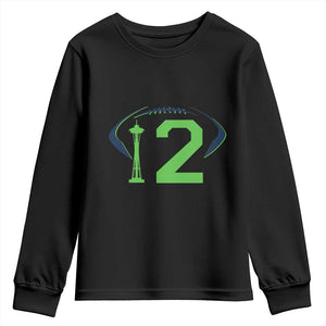Space Needle Emerald City Number 12 Youth Sweatshirt Sports Fan Pride