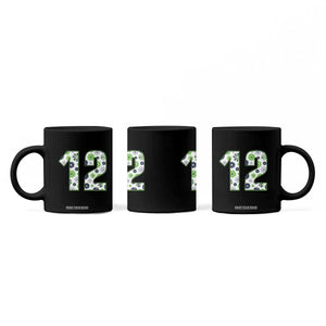 Floral Green Blue Game Day Coffee Mug Number 12 Sports Fan