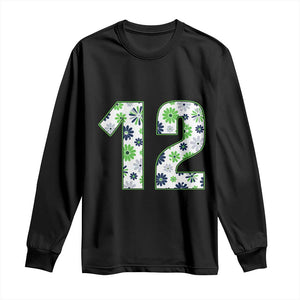 Floral Green Blue Game Day Long Sleeve Shirt Number 12 Sports Fan
